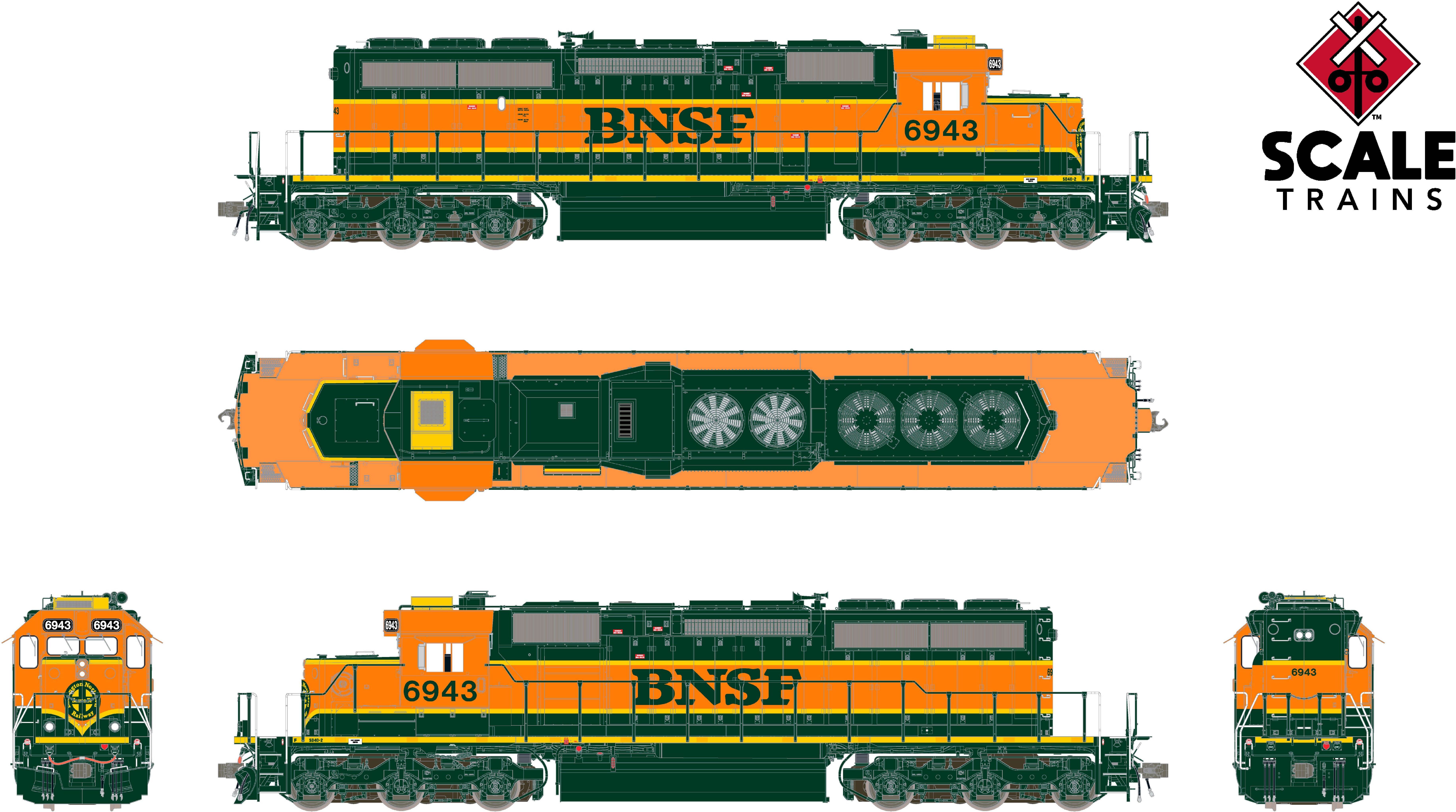 CVR Picture for RC SD40-2 BNSF w/DL Org #6943 w/DS