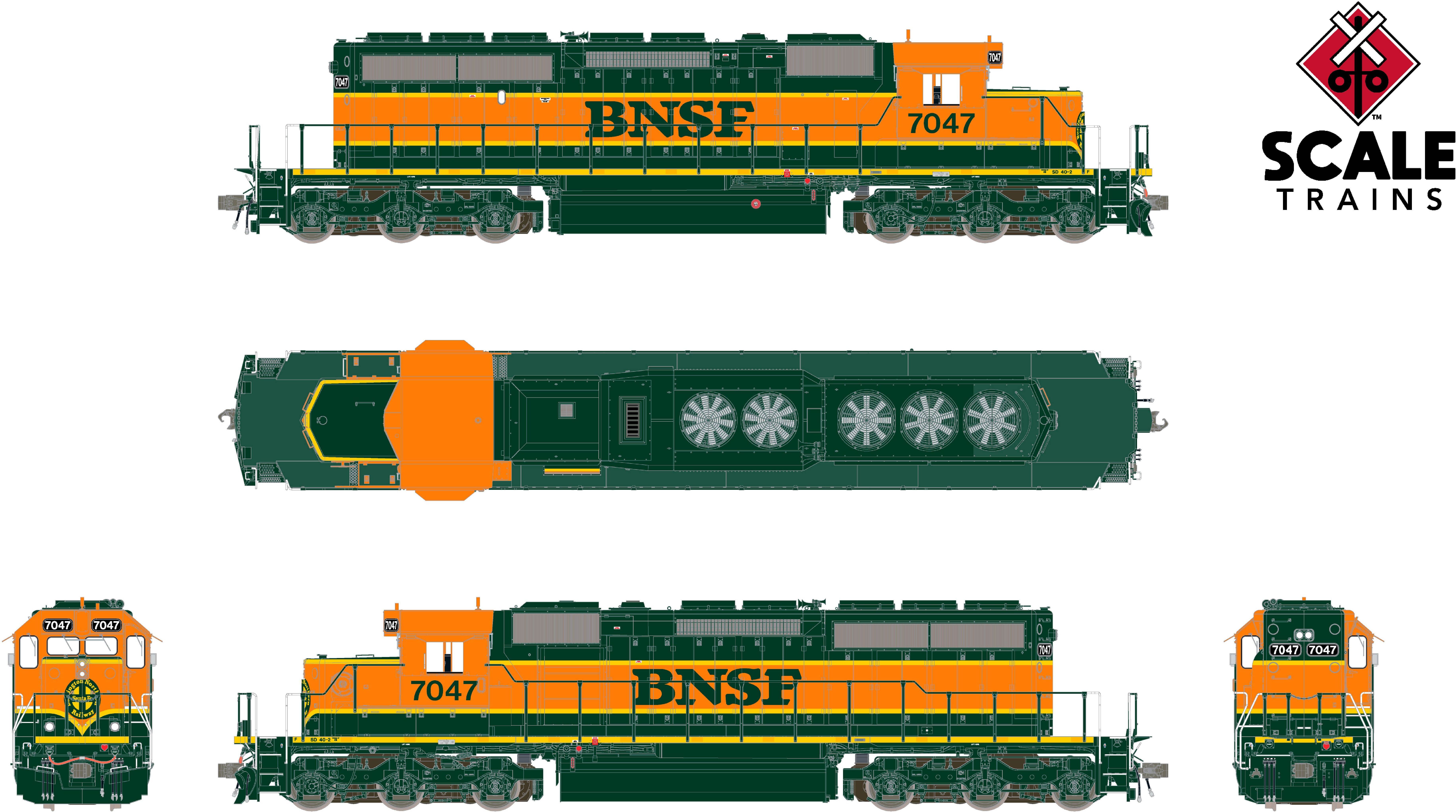 CVR Picture for RC SD40-2 BNSF w/DL Grn #7047 w/DS